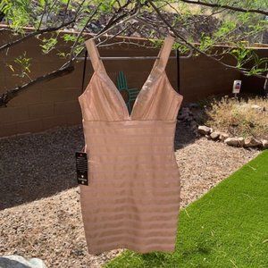 bebe Sequin Banded Gold Dress